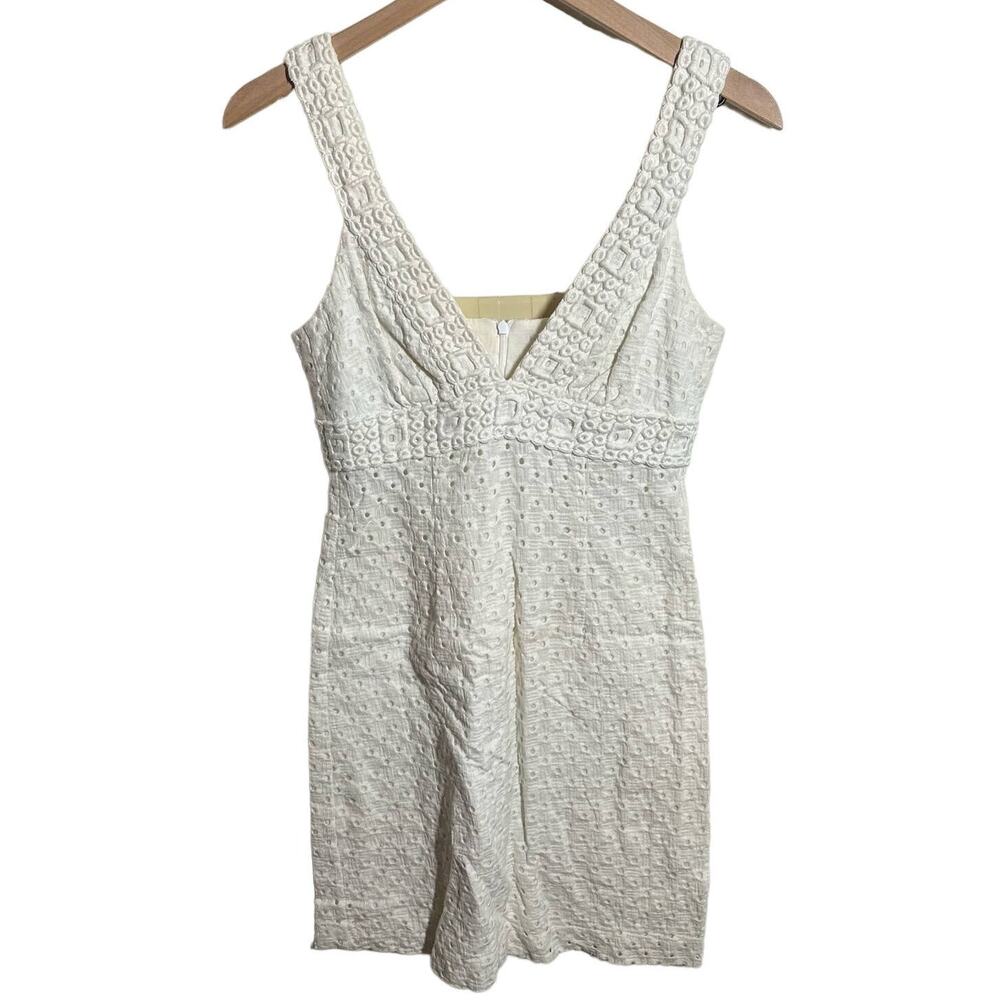 Trina Turk Women's White Eyelet Lace Sleeveless Dress Size 2 Bridal Summer